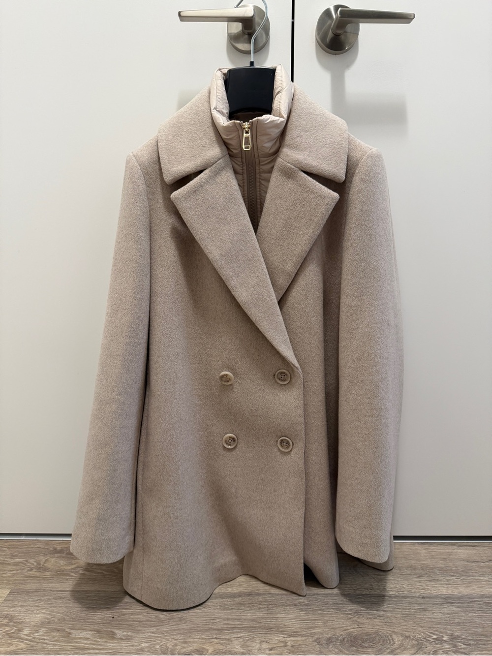 Joop Women's Double-Breasted Pea Coat in Light Beige